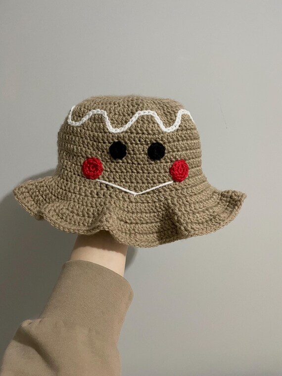 Crochet Gingerbread Bucket Hat