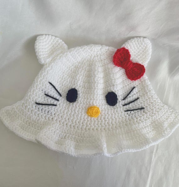 Crochet Cute Kitty Cat Bucket Hat