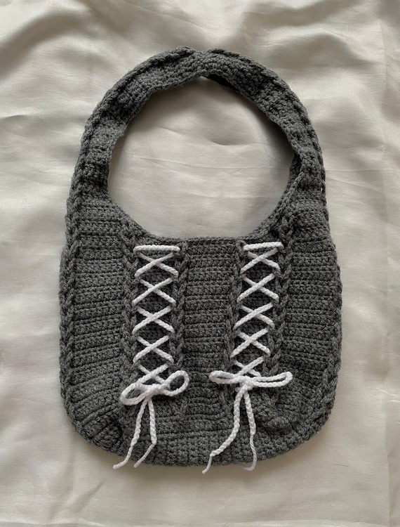 Crochet Knit Bag, Ribbon Bag, Crochet Ribbon Bag