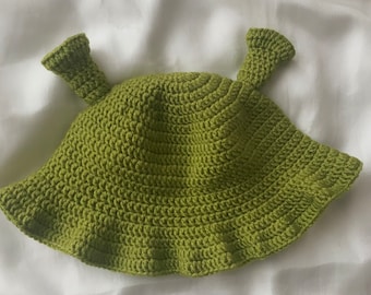 Shrek hats, Green Bucket Hat, Knitted Hat, Handmade Hats, Crochet Hats