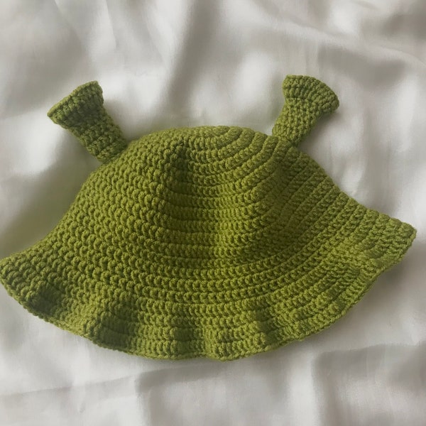 Shrek hats, Green Bucket Hat, Knitted Hat, Handmade Hats, Crochet Hats