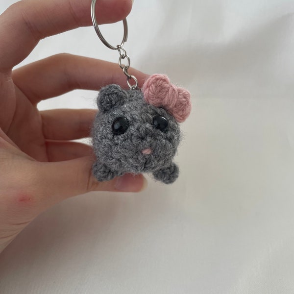 Crochet Sad Hamster Keychain, Crochet Cute Keychain