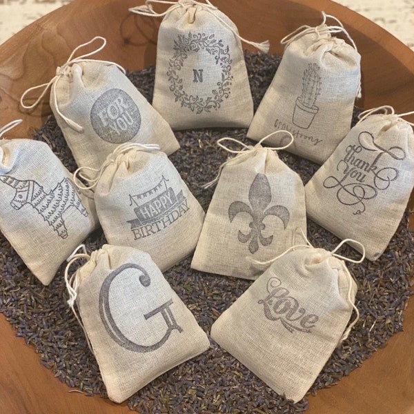 Customizable Lavender Filled Cotton Muslin Sachet Bags