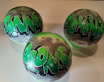 Custom Personalized Airbrush Graffiti Name on Sports Balls, Soccer ball, Volley ball,BasketBall, for Boy or Girl Team or Coach