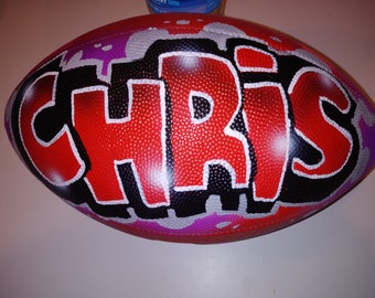 Airbrush Graffiti  Personalized Name on Football for Boy or Girl Coachs Gift