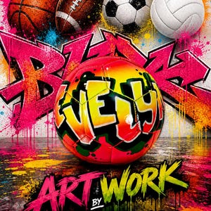 Airbrush Graffiti Sports Balls With Personalized Names! Soccer-Volleyball-Basketball- Football-Coach-Team-Birthday Gift-PartyFavors