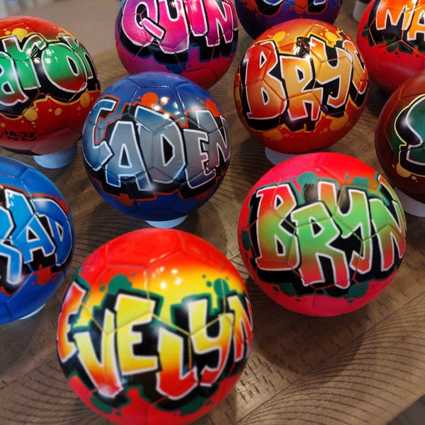 Custom Airbrush Personalized  Hand Painted Graffiti Artwork on Volleyball Or softball For Birthday- Team-Coach-Room-Gift-Bulk Order Pricing