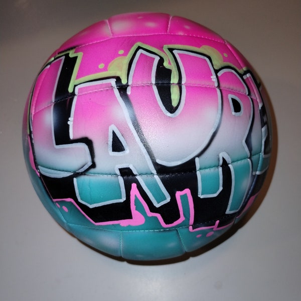 Personalized airbrushed graffiti volleyball