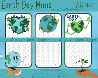 Earth Day Mini Challenges Printable Download Game & Saving Tracker Cash Stuffing Sinking Fund Budget Insert Binder Monday Minis