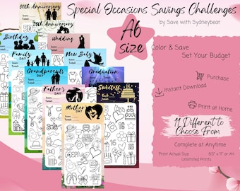 11 Different Special Occasions Mothers Fathers Day Savings Challenge Printable A6 Download Cash Stuffing Sinking Fund Budget Insert Binder