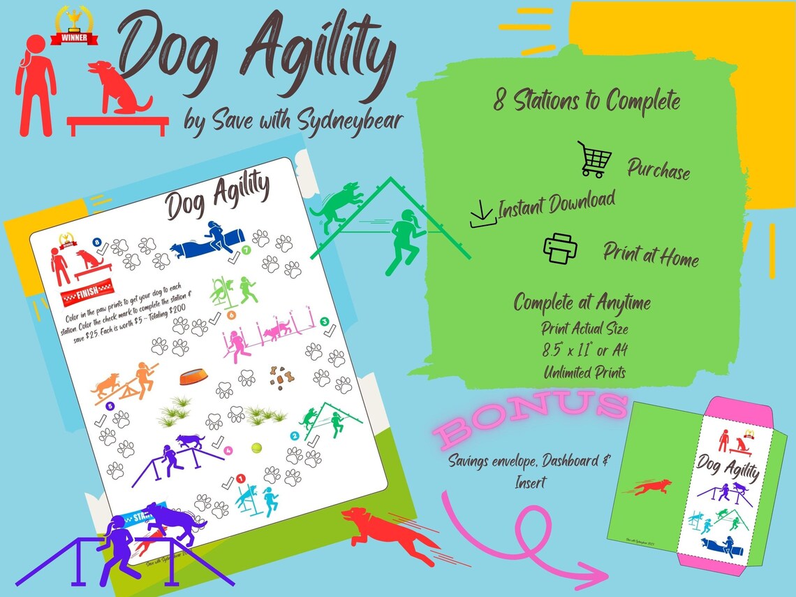 Dog Agility Savings Challenge Color Printable Download Game Cash ...
