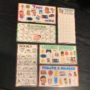 KIDS Mini Laminierte Spar-Challenge A6 Einsätze Bargeld Füllung Umschlag Geld sinkend Fund Budget Binder Färbung