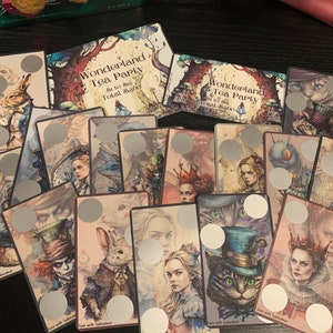 WONDERLAND TEA PARTY Rubbelkarten-Set Einsparungen Herausforderung 360-Spiel Bargeld Umschlag Geld Untergang Geldbeutel Binder Physisch