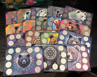 KALEIDOSCOPE of Savings Bears Scratch Off 100 Challenge A5 Inserts Game Cash Stuffing Envelope Money Budget Binder Physical Laminated