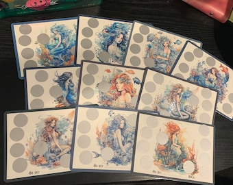 MERMAID TREASURES Scratch Off 100 Savings Challenge A5 Inserts Game Cash Stuffing Envelope Money Sinking Fund Budget Physical Laminated