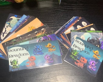 COUNTING DRAGONS Cards or A6 Mini Savings Challenge 468 Inserts Game Cash Stuffing Envelope Money Sinking Fund Budget Binder Physical