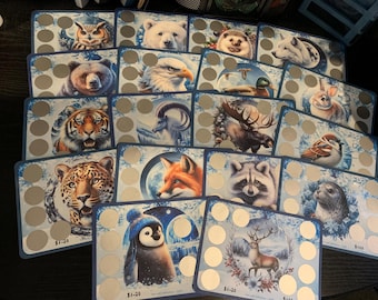 COOL CASH Winter Animals Scratch Off 100 Savings Challenge A5 Inserts Game Cash Stuffing Envelope Money Budget Binder Physical Laminated