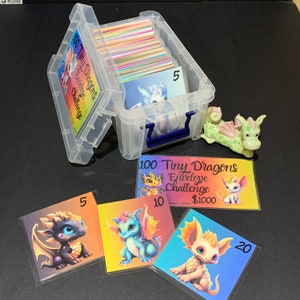 Caja de ahorros para personas de bajos ingresos con sobres pequeños de DRAGONS de 100, relleno de efectivo de 1000, fondo de amortización, inserto de presupuesto