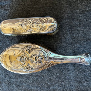 Sterling Silver Art Nouveau Hairbrush Set