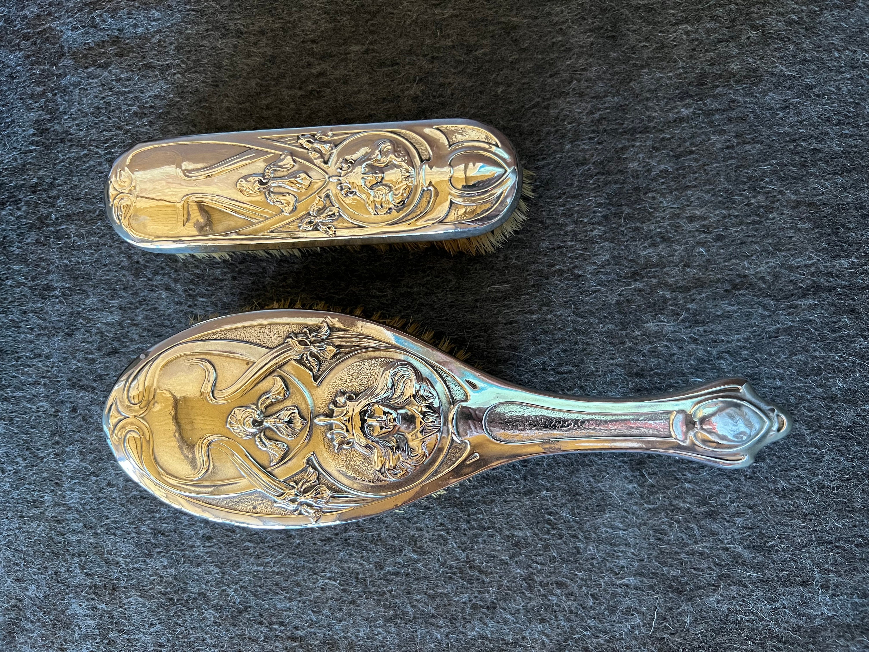 Set De Brosses Chinoises En Crin De Cheval Et Argent Sterling 950 – Poinçonné, Vintage