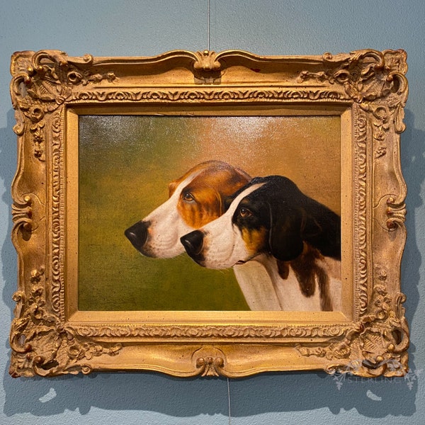 Antique Hound Painting Etsy