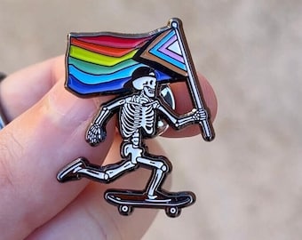 Skeleton Pride Flag LGBTQ+ Enamel Pin