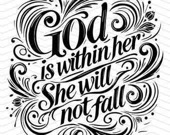 Psalms 46:5 Svg God is Within Her She Will Not Fall Christian Women T Shirt Women Church Conference Journal Mug Tumbler Design pdf eps