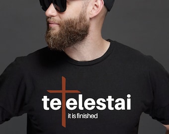 It is Finished PNG Tetelestai Bible Verse SVG Easter EPS Christian Cutting File Faith Digital Graphic Download Black White Text Commercial