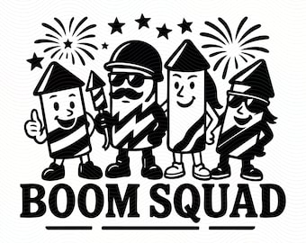 Boom Squad svg | 4th of July family matching shirt design | patriotic fireworks crew cut file for Cricut and Glowforge | png jpeg pdf