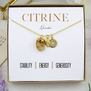 Citrine Necklace | November Birthstone Pendant | Birthday Gift | Best Friend Gift | Custom Raw Birthstone | Emerald Birthstone | Raw Citrine
