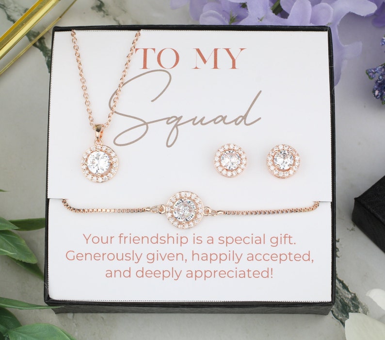 Bridesmaid Jewelry Set – 18K Gold/Silver/Rose Gold Plated Necklace, Earrings & Bracelet - View #4