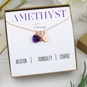 Amethyst Necklace | February Birthstone Pendant | Birthday Gift | Best Friend Gift | Custom Raw Birthstone | Emerald Birthstone | Raw Garnet