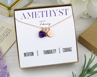 Amethyst Necklace | February Birthstone Pendant | Birthday Gift | Best Friend Gift | Custom Raw Birthstone | Emerald Birthstone | Raw Garnet