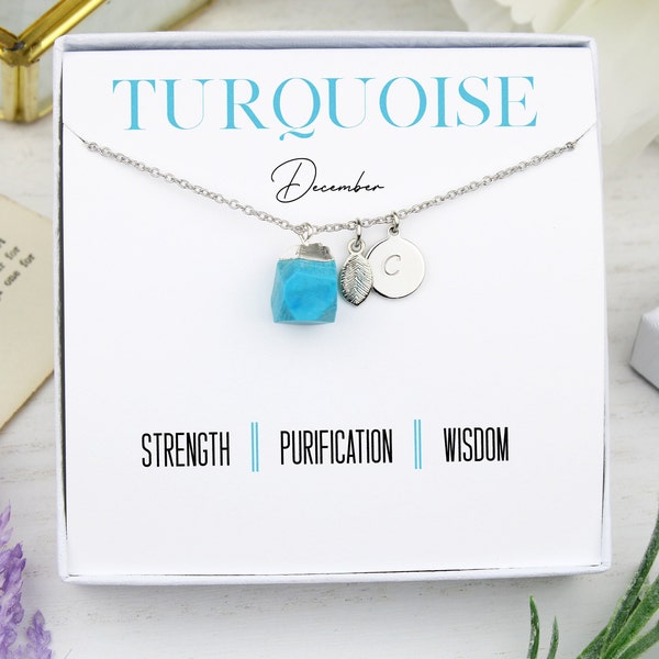 Turquoise Necklace | December Birthstone | Birthday Gift | Best Friend Gift | Custom Raw Birthstone | Aquamarine Birthstone | Raw Turquoise