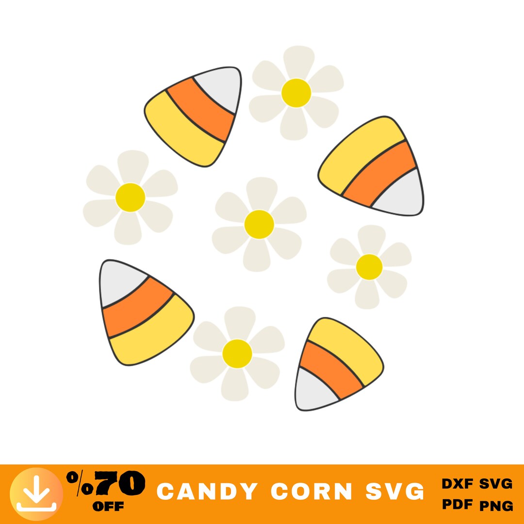 Retro Candy Corn With Daisy Svg, Cute Candy Corn, Retro Candy Corn Svg ...