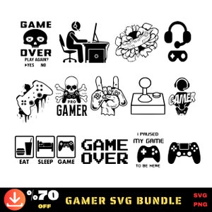 Gamer Svg Bundle, Gamer Svg Cut Files for Cricut, Video Game Svg, Silhouette Design, Gaming Svg,Digital Download,PNG