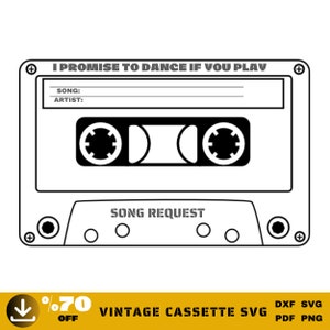 Arquivos de corte de cassete Svg para Cricut, fita cassete vintage de música de casamento Svg, download digital-PNG-DXF-PDF