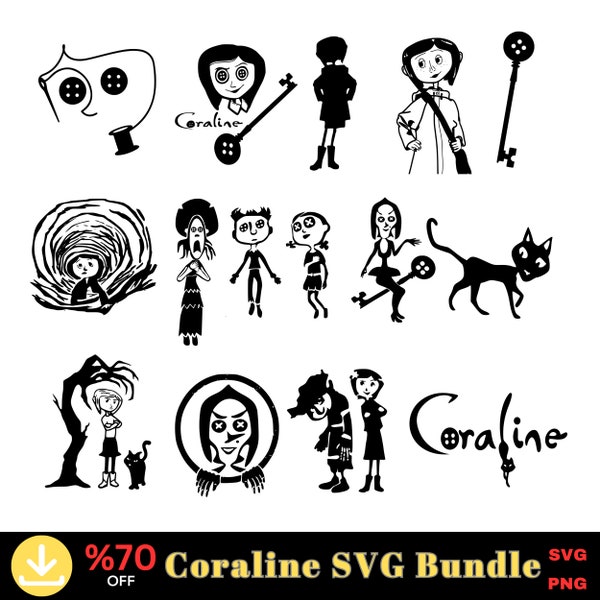 Coraline Svg Bundle, Coraline Face Svg, Coraline Ghost Children SVG Cut Files, Coraline Other Mother Svg, Digital Download-PNG