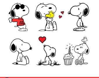 Snoopy Svg Bundle, Snoopy Birthday Svg Cut Files for Cricut, Digital Download-PNG