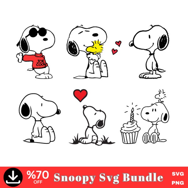 Snoopy Svg Bundle, Snoopy Birthday Svg Cut Files for Cricut, Digital Download-PNG