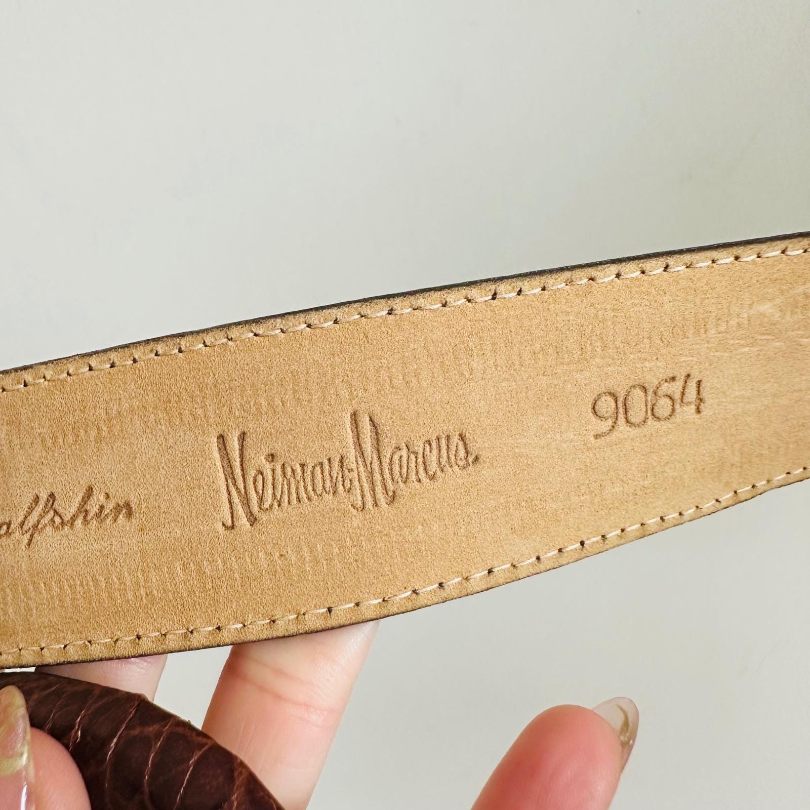 Vintage 80s Neiman Marcus Italian Alligator Calfskin Belt 