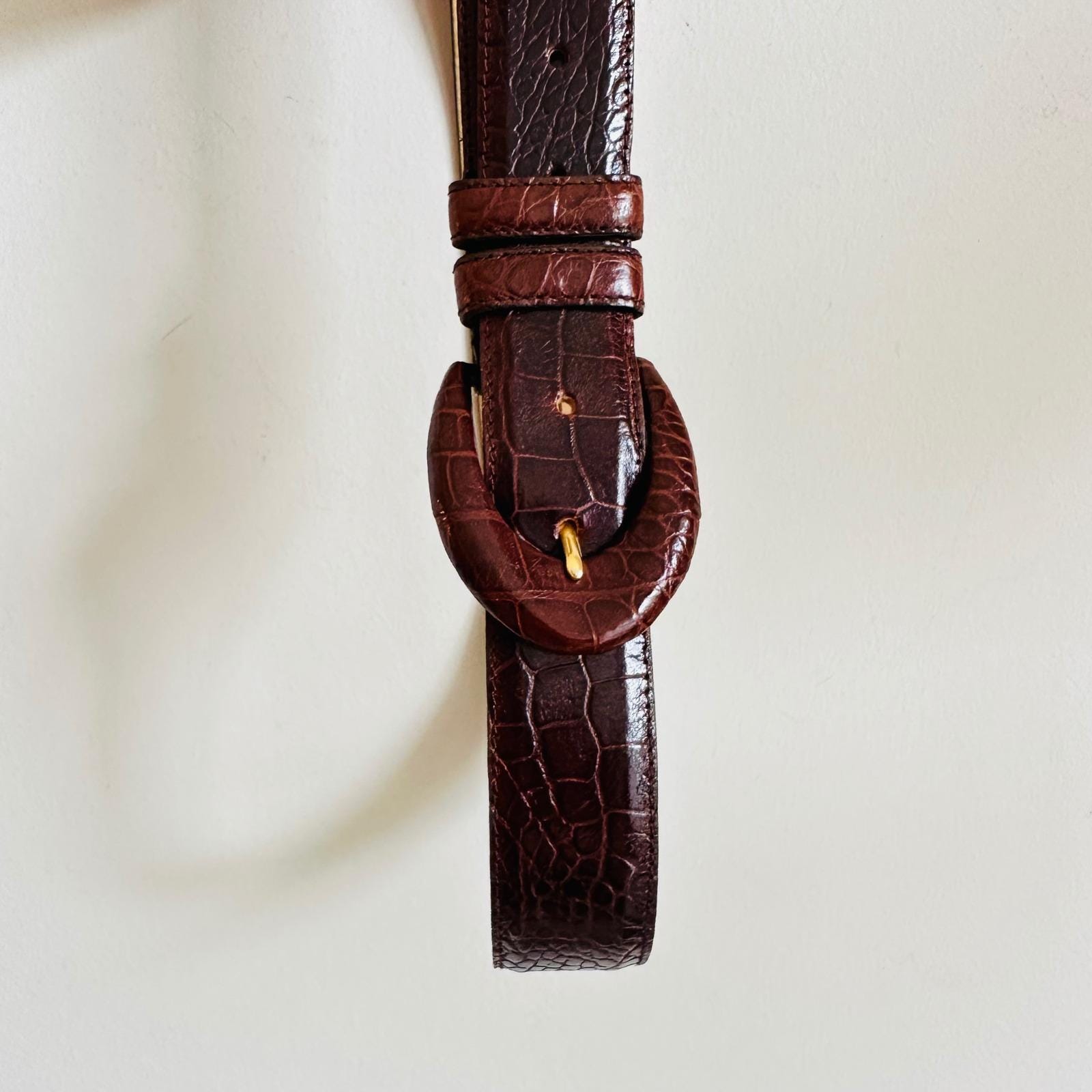 Vintage 80s Neiman Marcus Italian Alligator Calfskin Belt  display picture 3