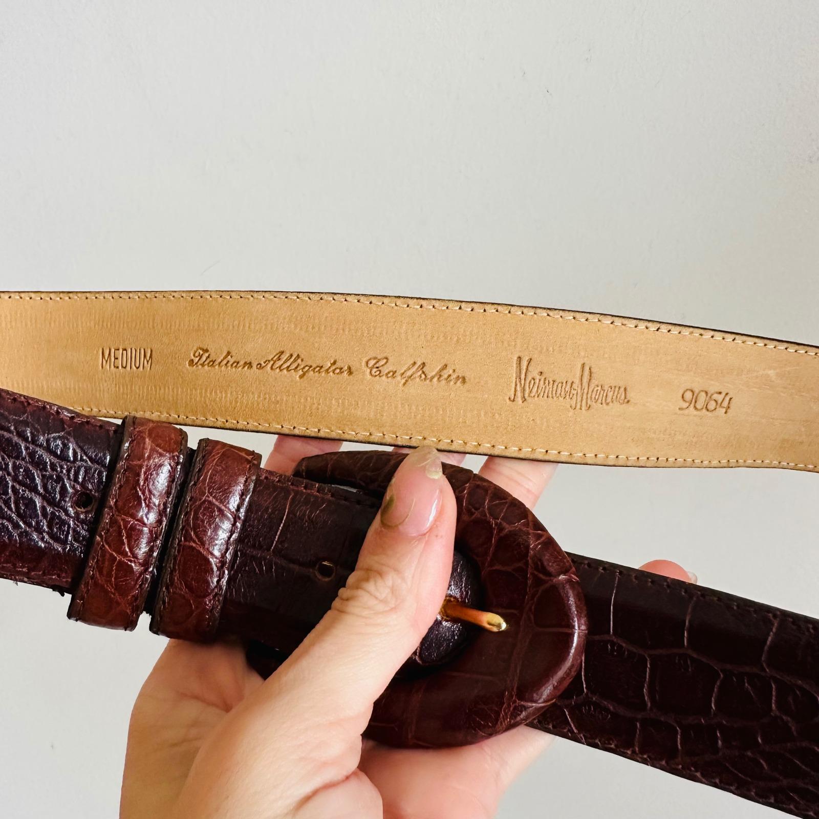 Vintage 80s Neiman Marcus Italian Alligator Calfskin Belt 
