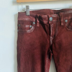 True Religion Y2K Lamb Suede Skinny Pants Brown Size 29 Moto Western image 2