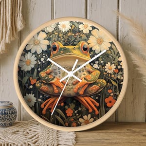 Whimsical Frog Wall Clock, Home Decor, Wall Decor, Nature Lovers Gift, Unique Wall Art, Cute Frog Clock, Spring Decor, Decorative Clock