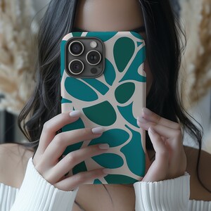 Boho Grönblått Abstrakt Mönster Tufft Telefonskal | IPhone PRO Max Plus 16 15 14 13 | Pixel 9 8 7 6 | Galaxy S 25 24 23 22 Ultra