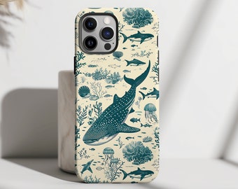 Coastal Whale Shark Marine Animal Swimming Tough Phone Case Cover | IPhone PRO Max Plus 16 15 14 13 | Pixel 9 8 7 6 | Galaxy S 25 24 23 22