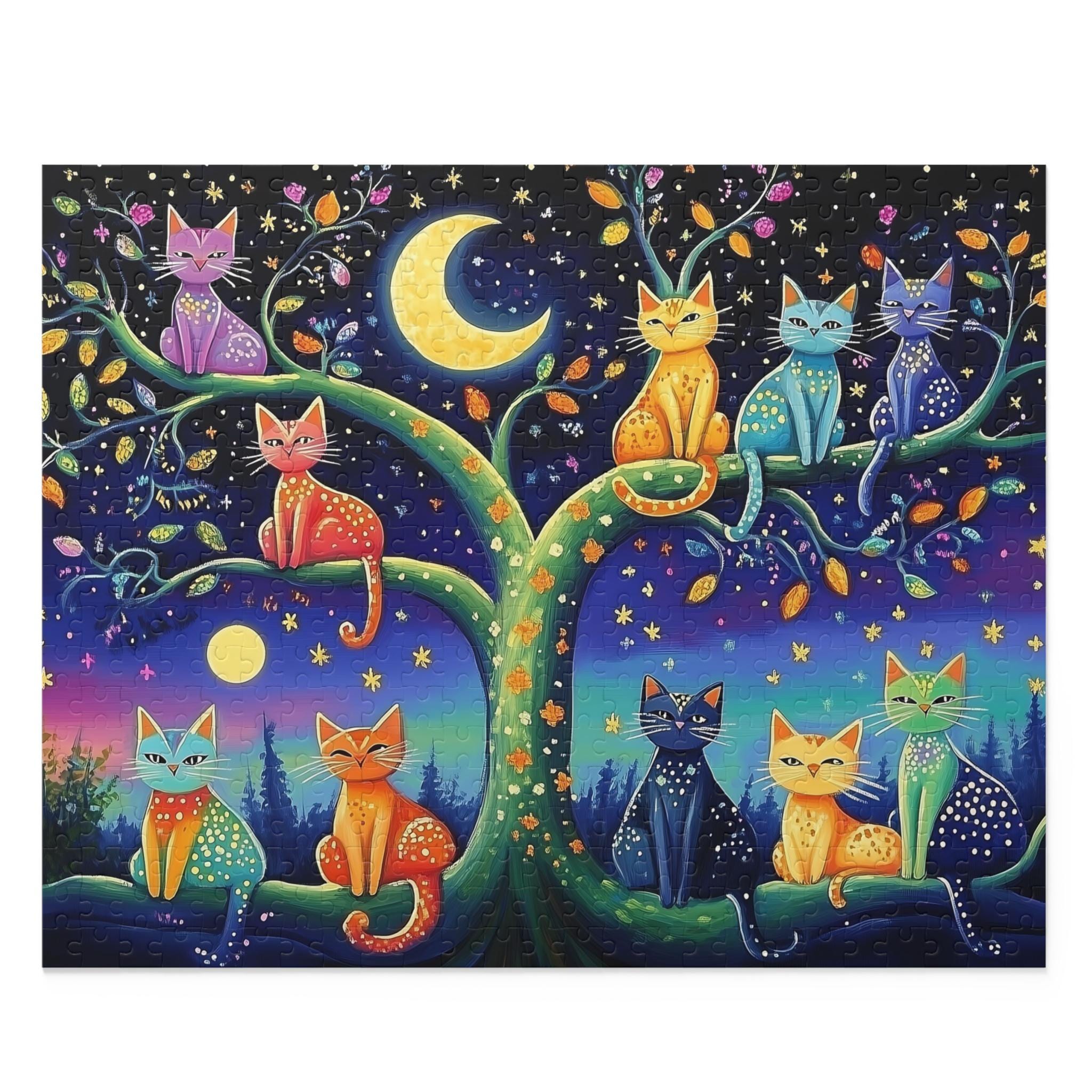 パズル 猫の木の星空の夜 500ピース ジグソー | マルチカラー キティ