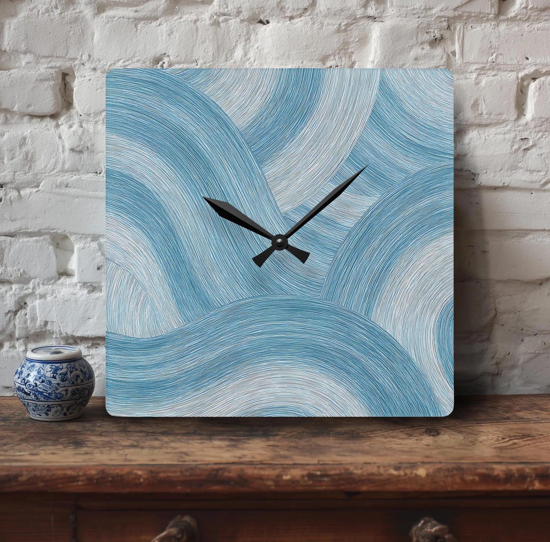 Circular Wave Coastal Art Acrylic Wall Clock | Abstract-art Beach Home ...