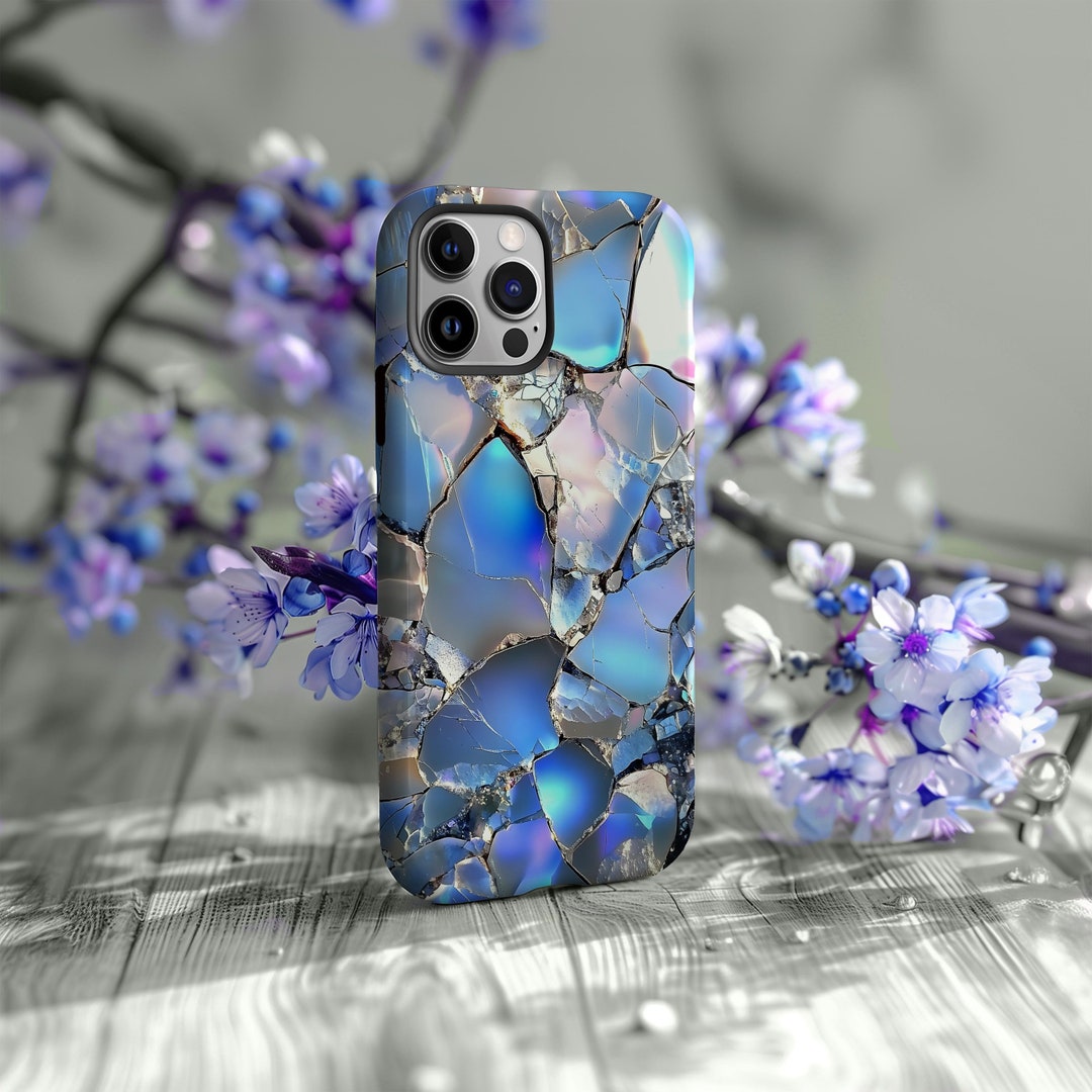 Blue Moonstone Opal Precious Gemstone Gold Tough Phone Case Cover ...